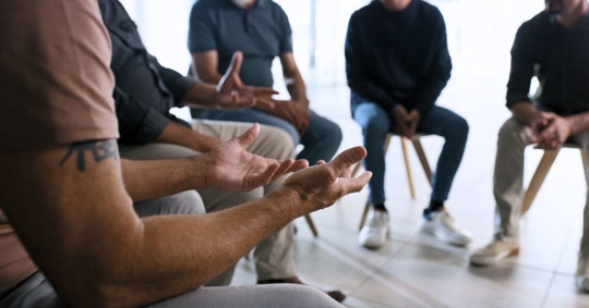 Close up photo mid-level of a group session.
